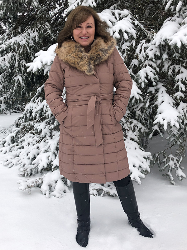 Why I am Upping My Coat Game During the Pandemic.  Dianne is pink down coat from Amazon.