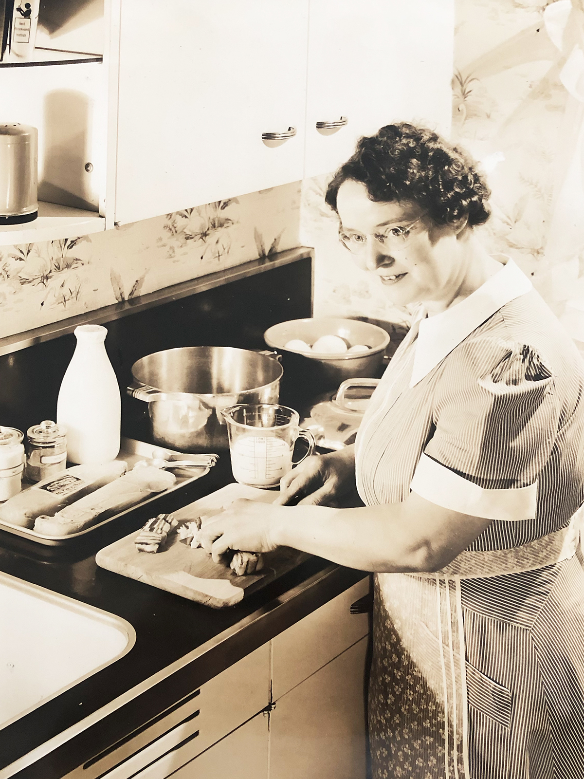 The Harper Girls blog's Grandma Rose.  Celebrating her for International Women's Day.  Shown cooking at the Good Housekeeping Institute
