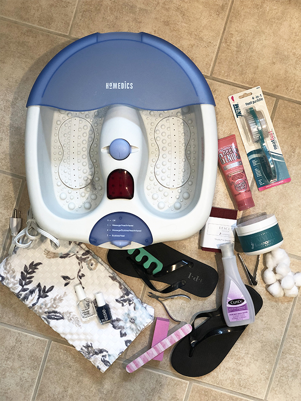 A collection of pedicure tools