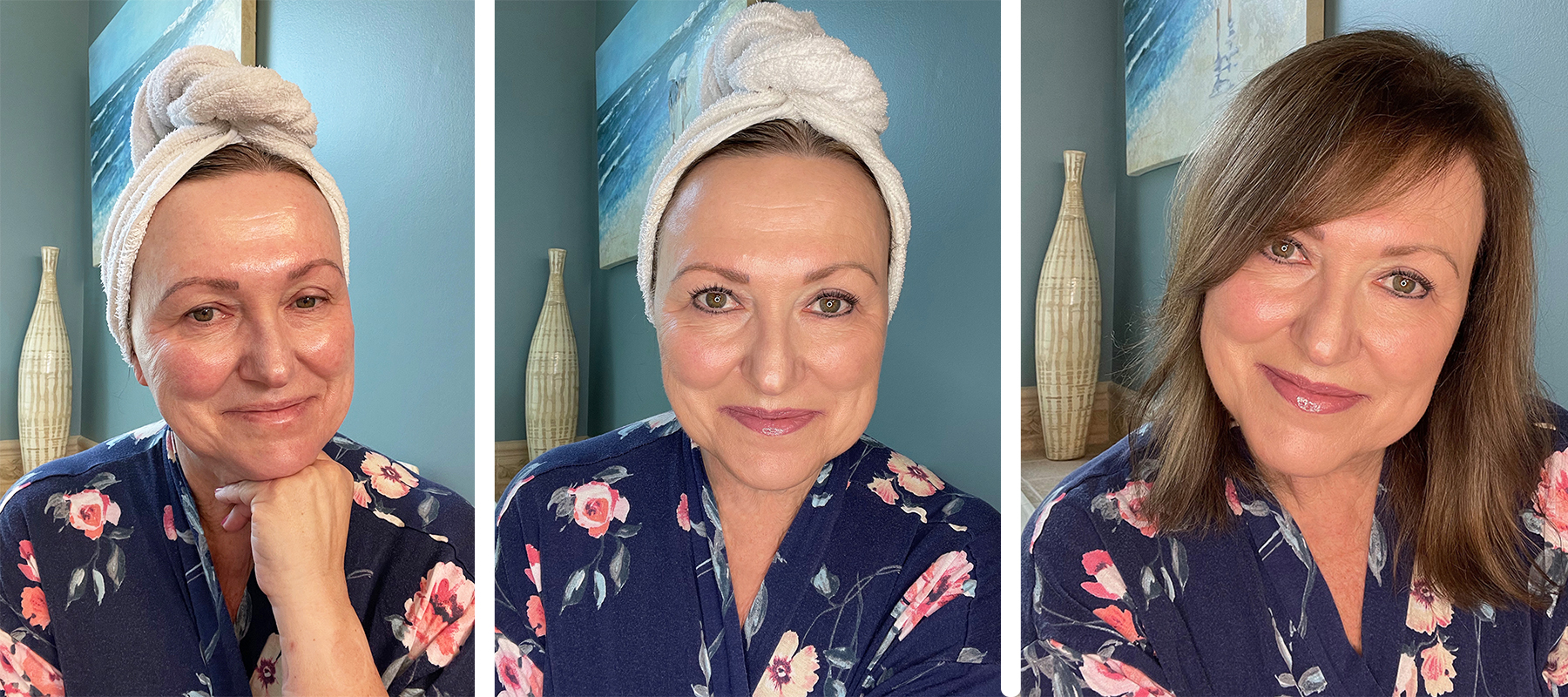 Over 50 makeup look - before and after
