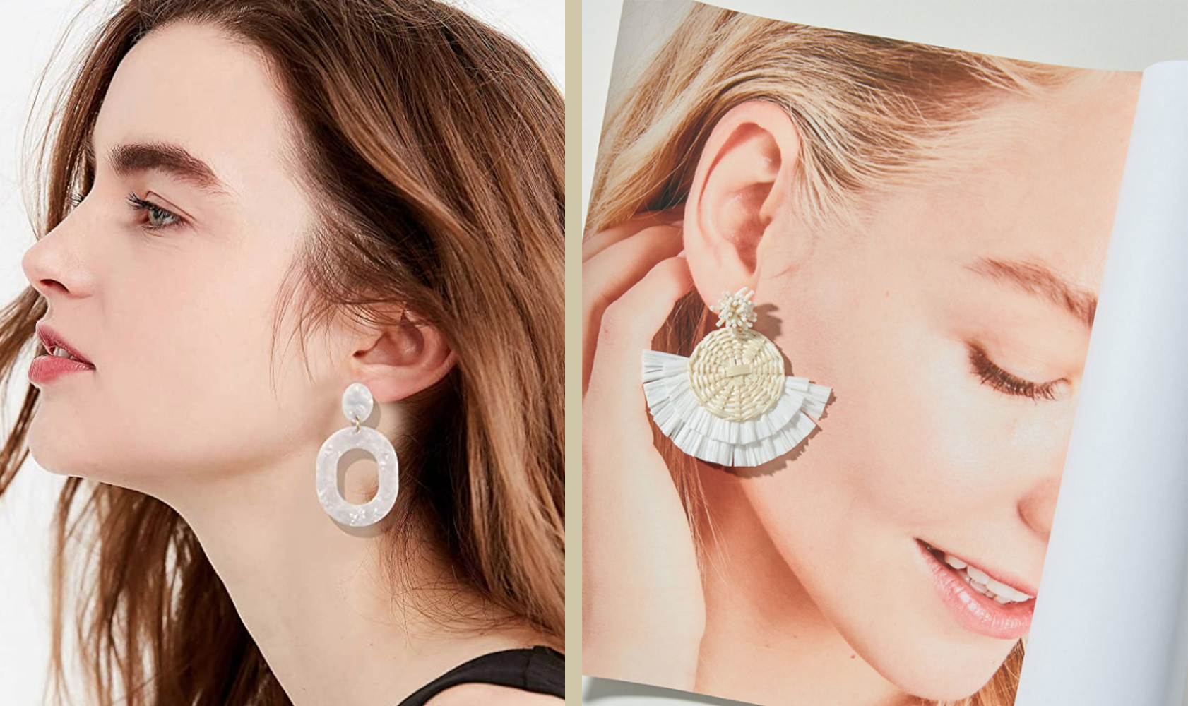White Statement Earrings