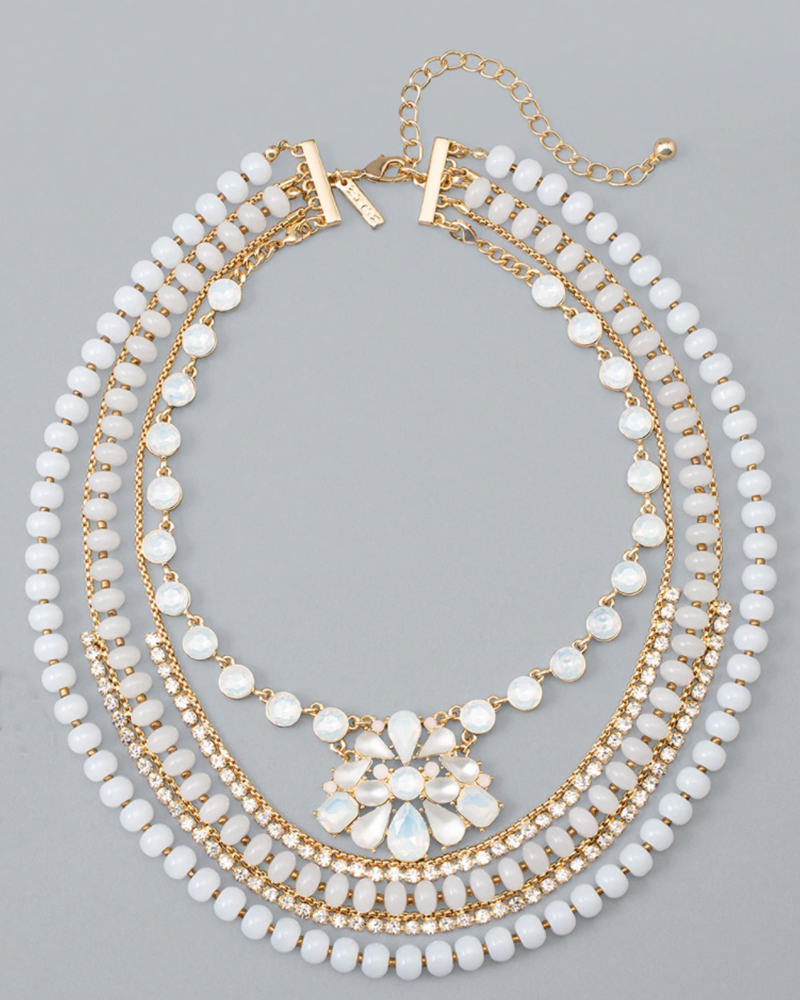 Summer Jewelry - White Statement Necklace