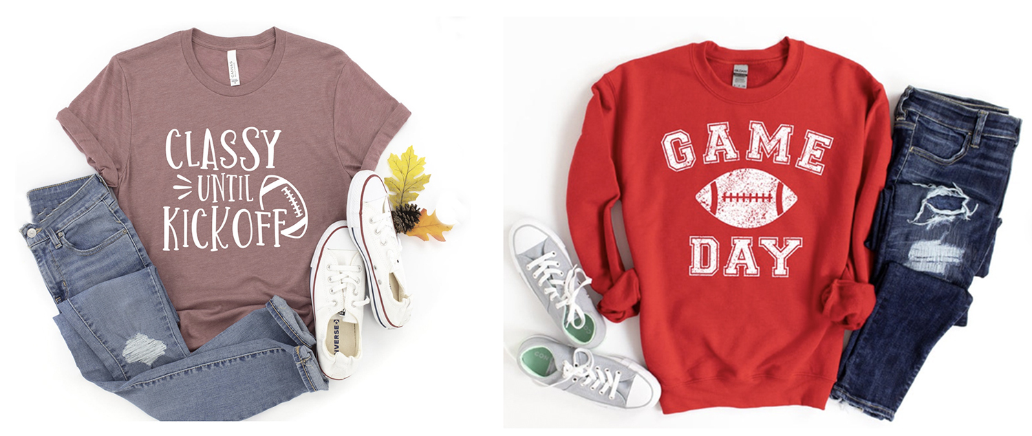 Etsy.com game day shirts.  