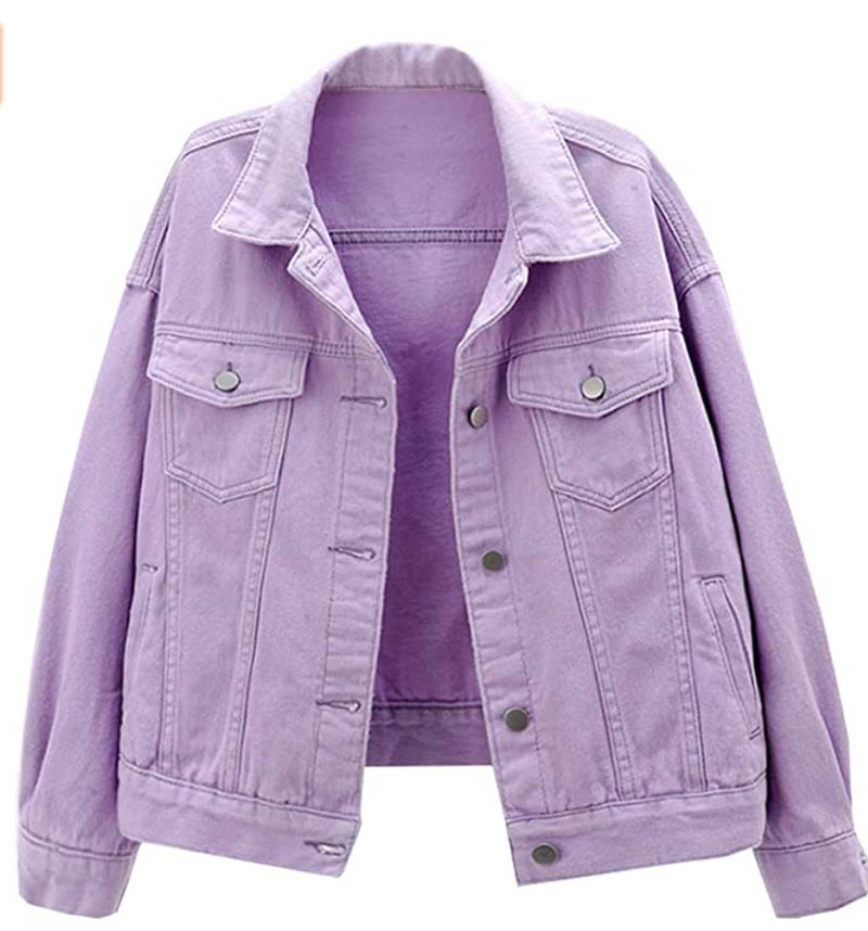 Lavender denim jacket for summer to fall outfits
