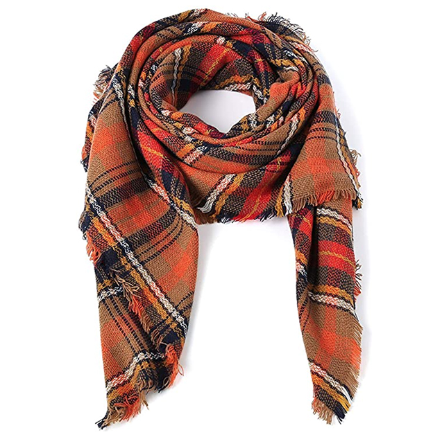 Orange Plaid Scarf