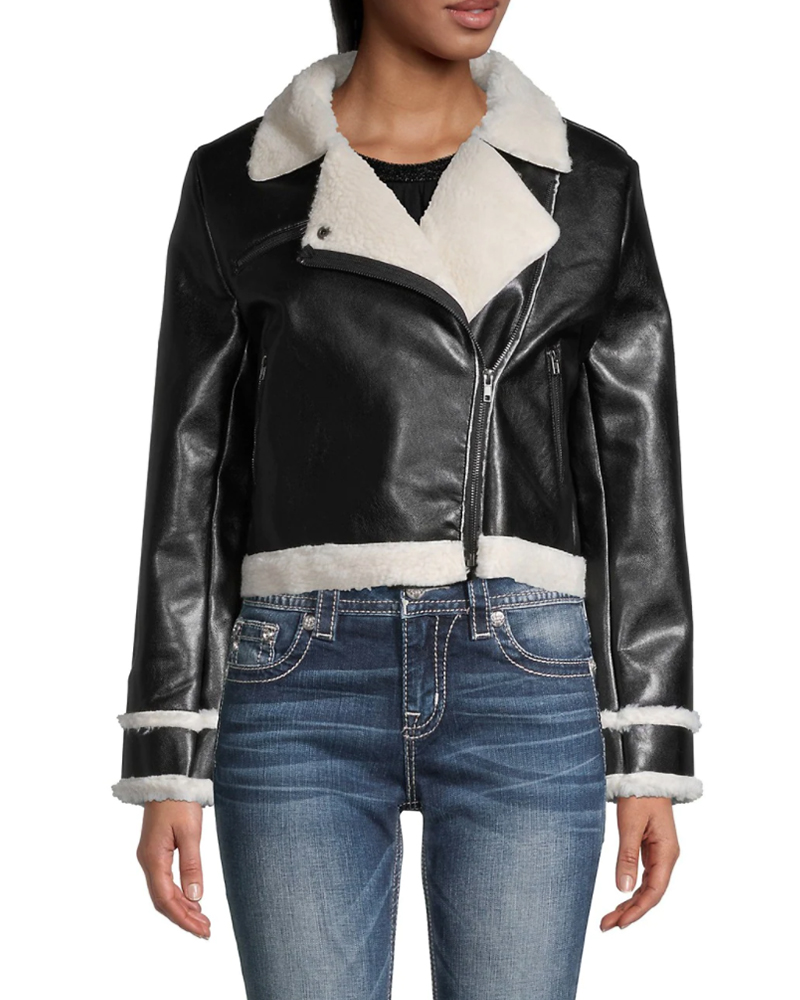 Fall Jackets - Faux Fur and Leather Moto Jacket