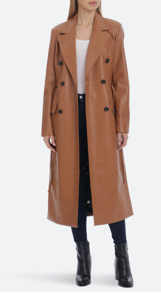 Faux Leather Trench Coats Fall Jackets