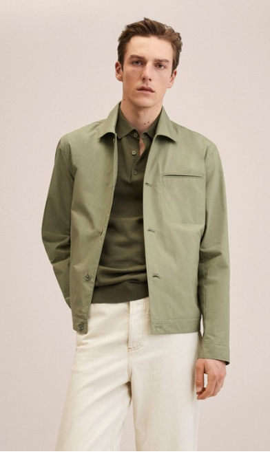 Man wearing cropped jacket.