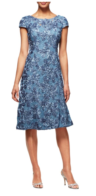 Woman wearing periwinkle sequin dress