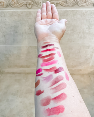 Arm testing lipstick shades