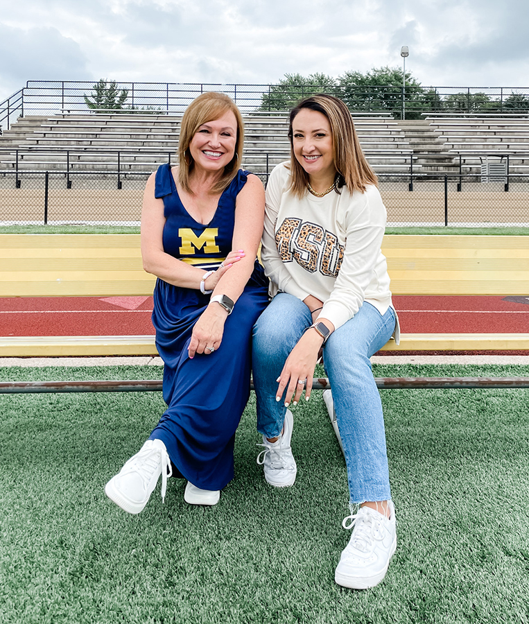 Dianne and Jen from the Harper Girls modeling their Game Day Outfit 