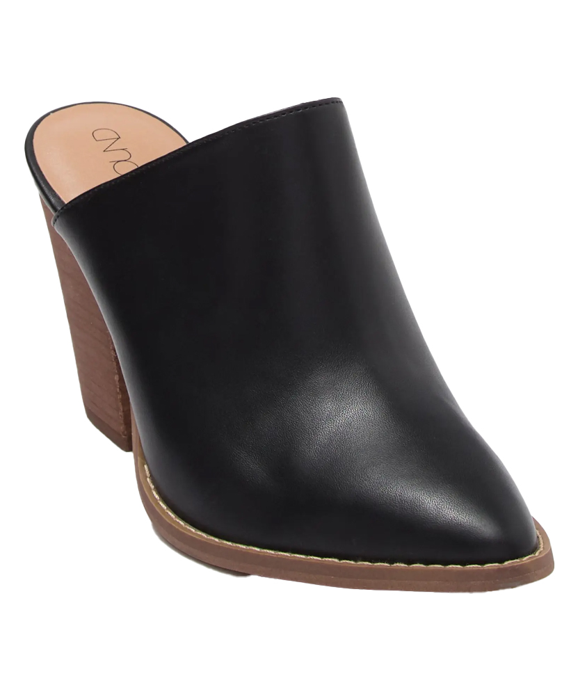 Black block heel mule shoe