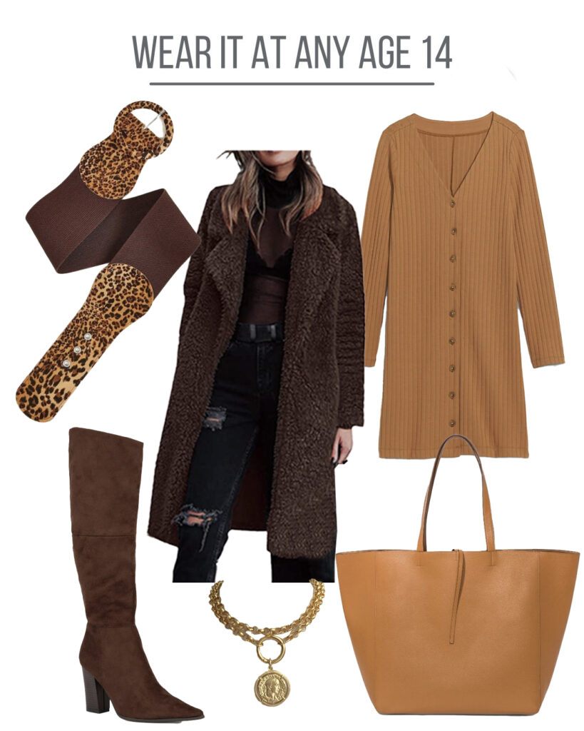 alternate ways to wear fuzzy brown jacket