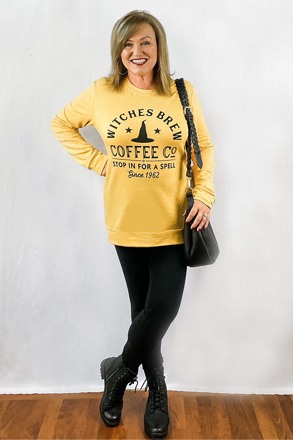 Women wearing Halloween sweatshirt
