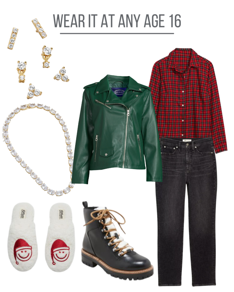 collage of green moto jacket