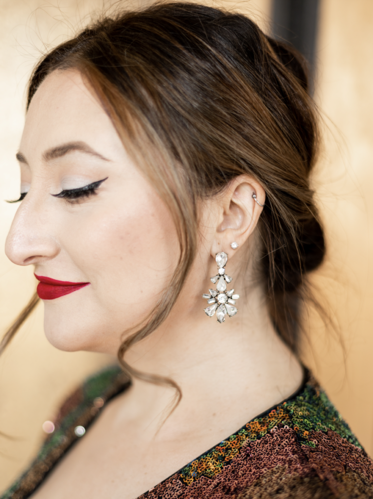 Woman wearing metallic eye shadow