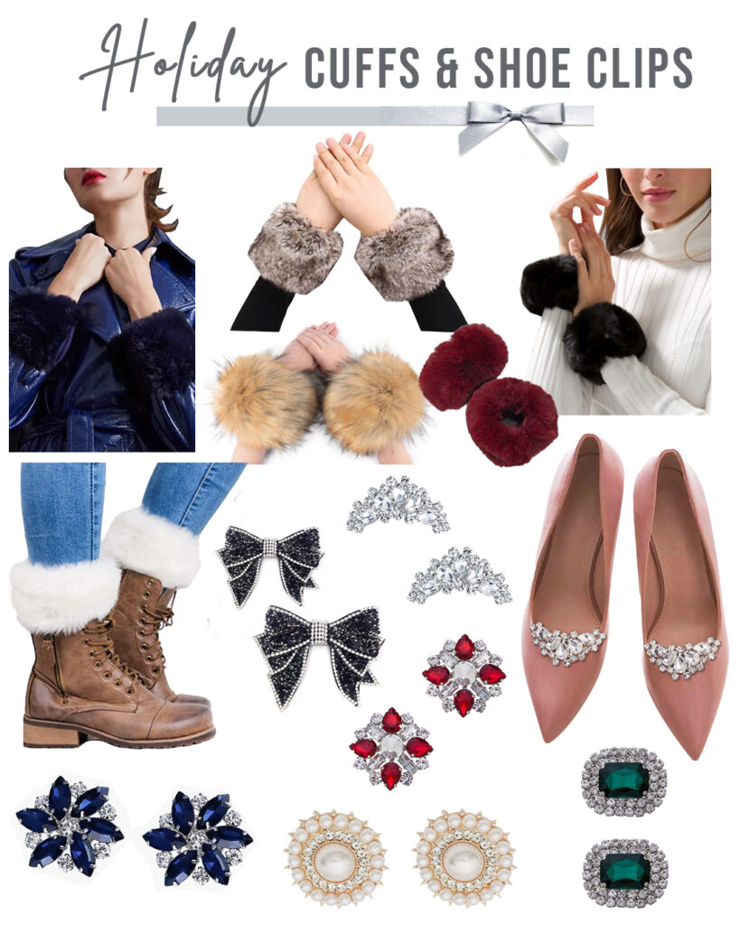 Faux fur cuffs and shoe clips
