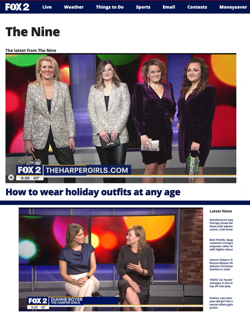 The Harper Girls on Fox 2 Detroit's "The Nine" doing a segment on "How to Wear Holiday Outfits at Any Age"