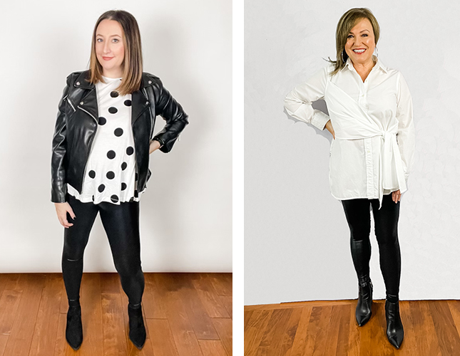 faux leather looks on The Harper Girls