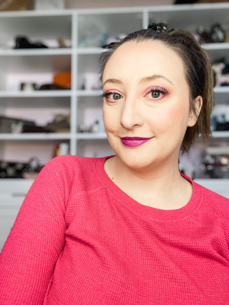 Pink and purple makeup look, galentine's day
