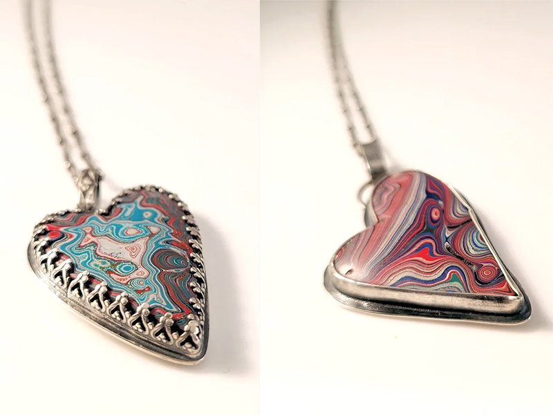 detroit agate heart pendants