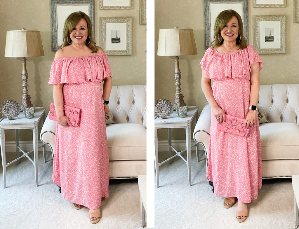 Casual Summer Dresses - Pink Off the Shoulder Dress