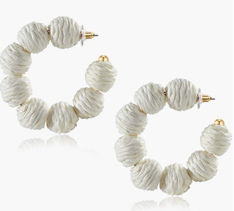 white rattan earrings