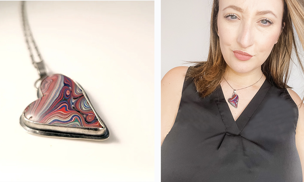 fordite heart pendant