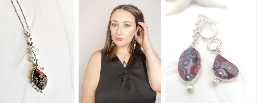 Fordite matching necklace and earrings