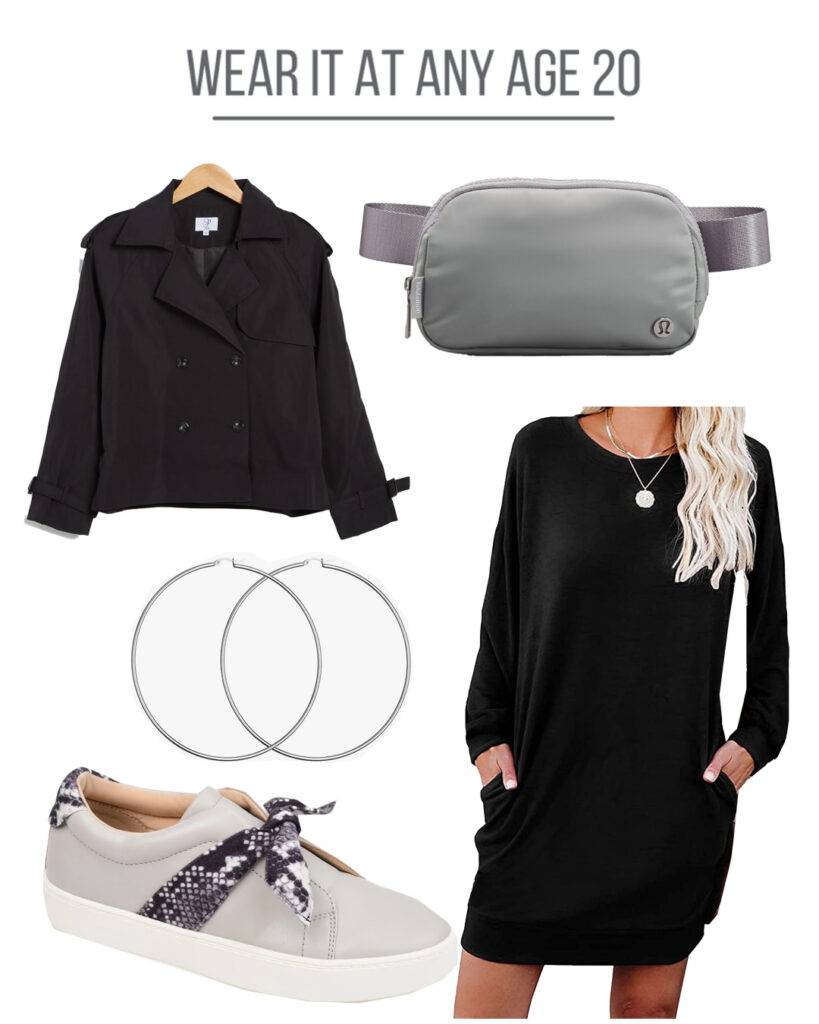 Different way to wear a black sweatshirt dress