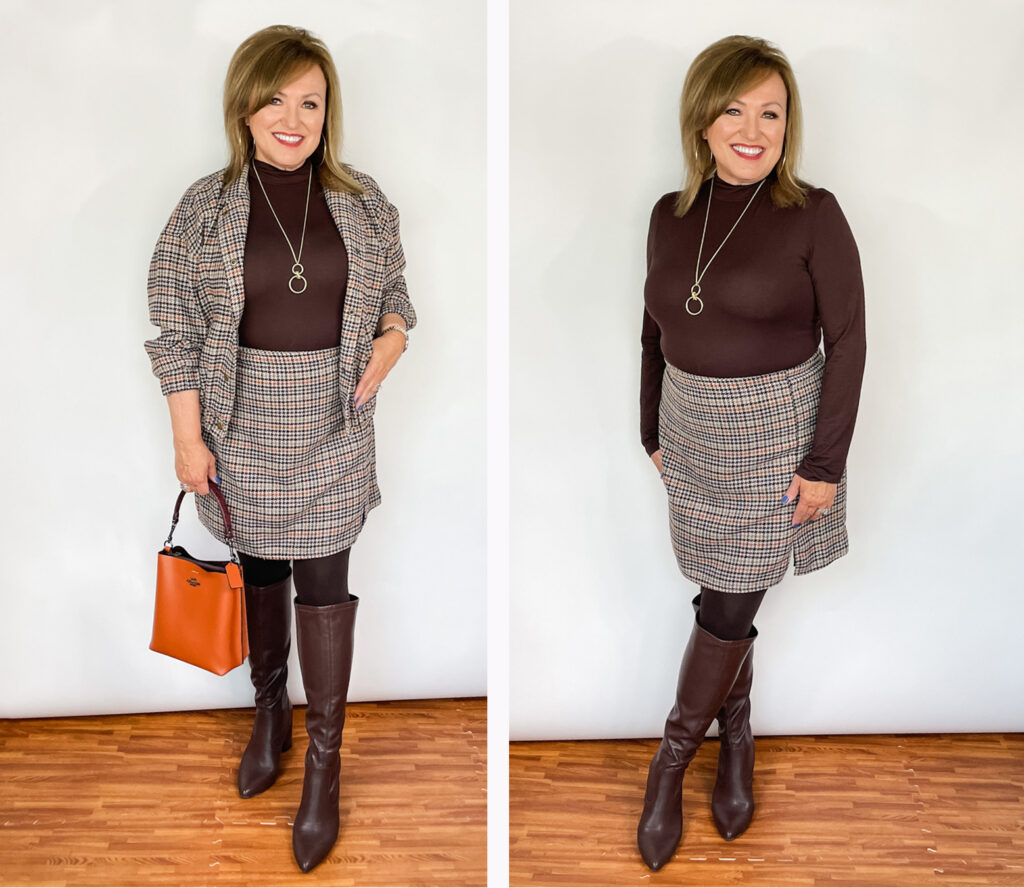 Woman wearing plaid skirt suit How to Wear it at Any Age Volume 21