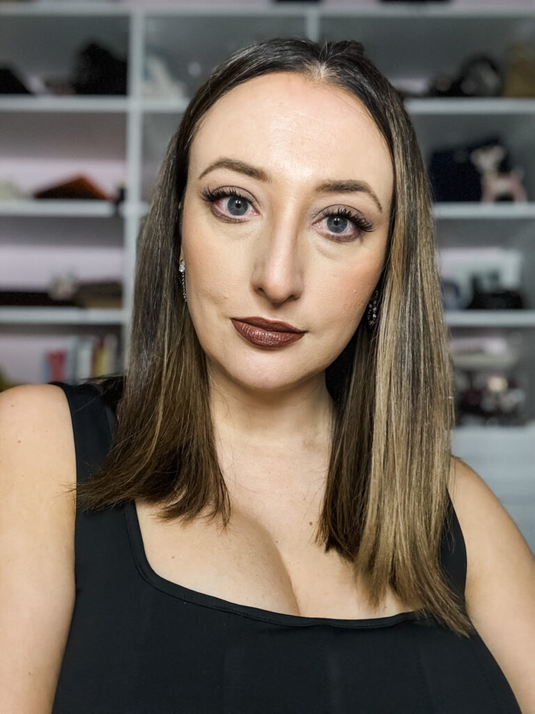 Woman wearing brown lipstick