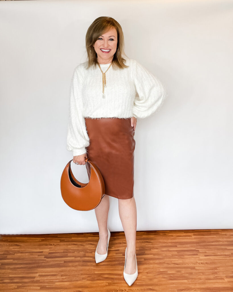 Faux leather skirt at any age