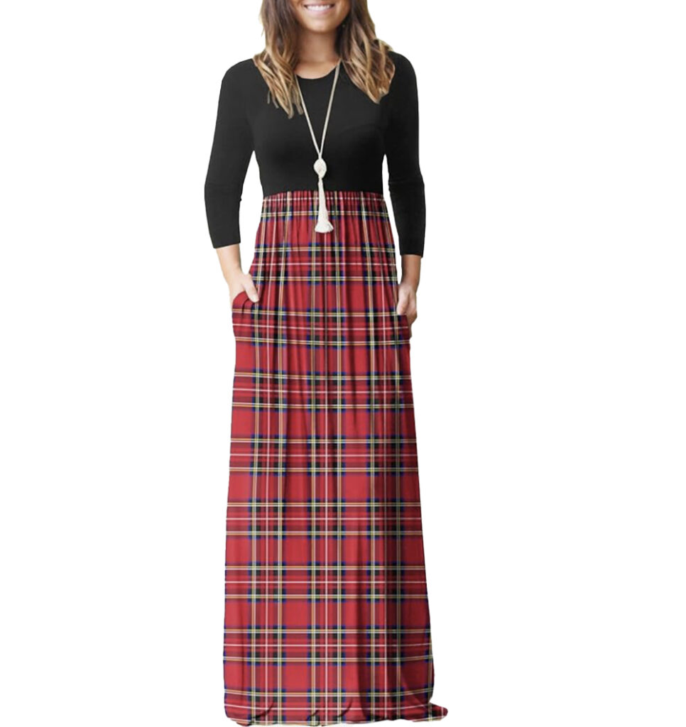 holiday fashion plaid dress