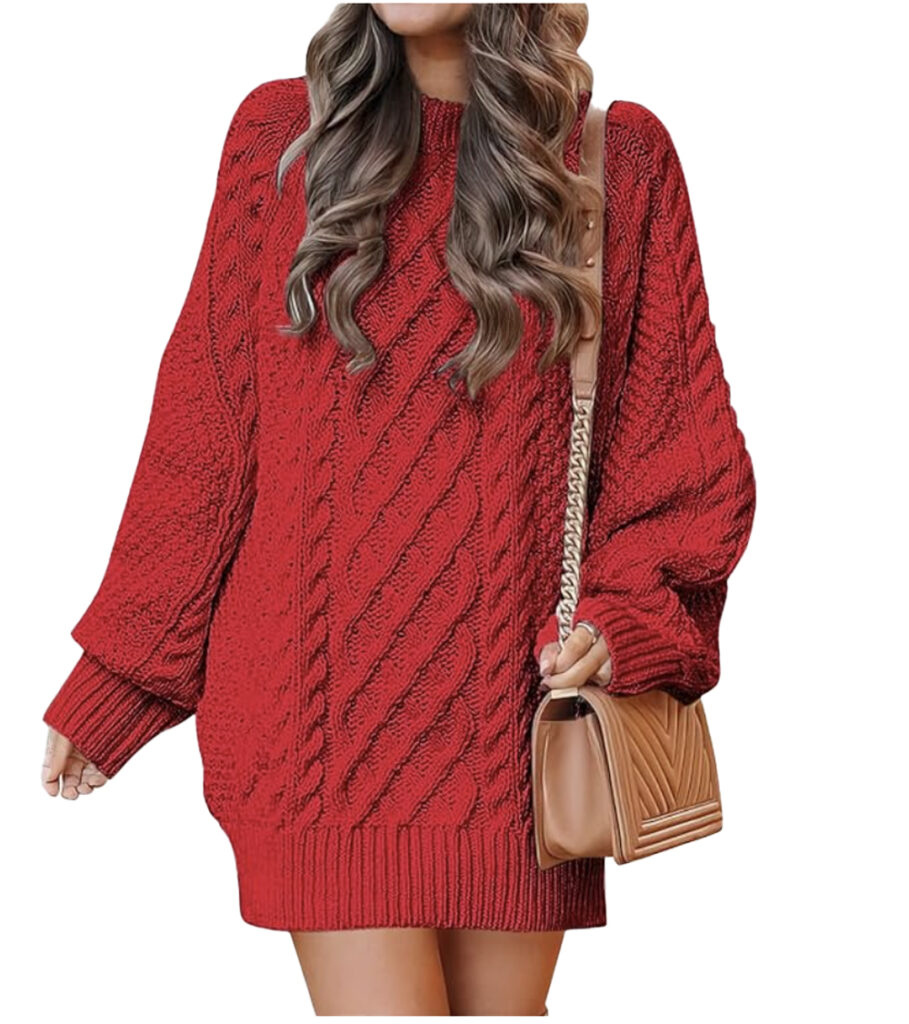 red sweater dress