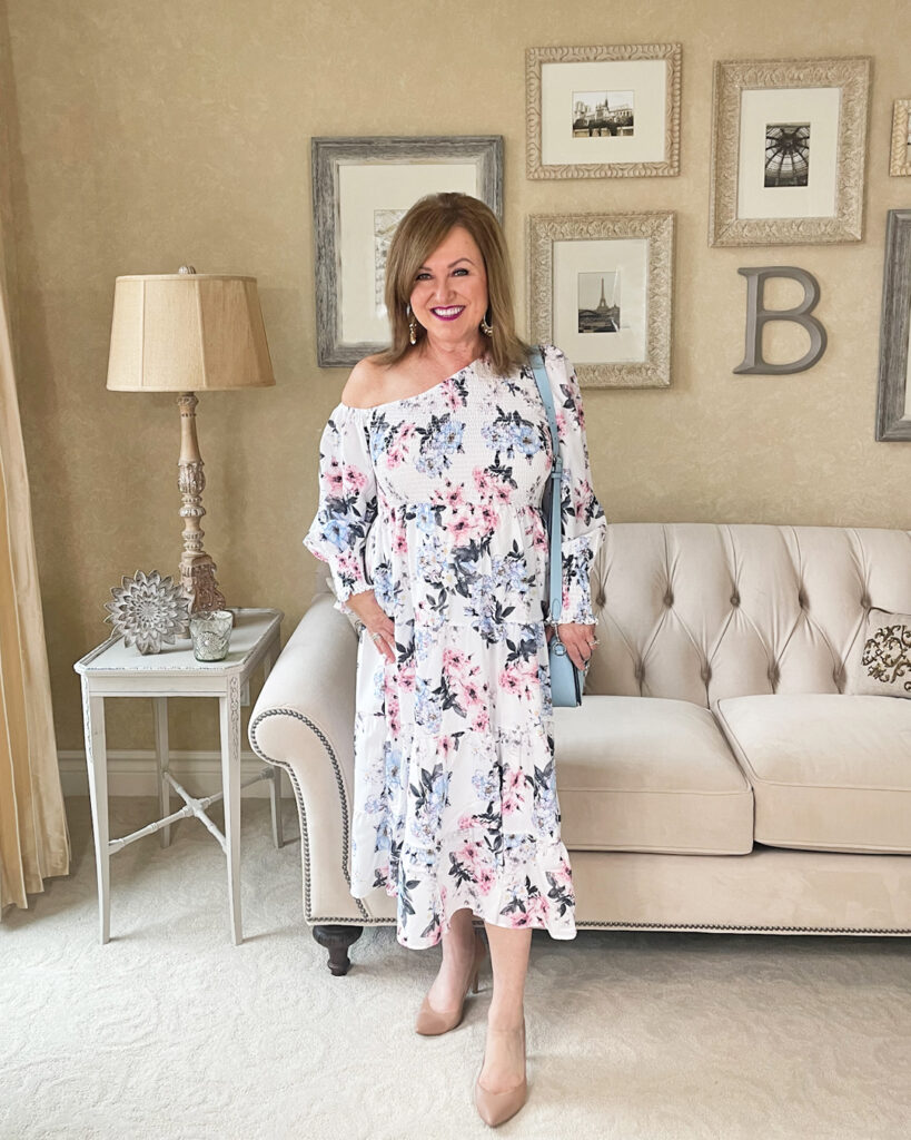 woman wearing a spring dress