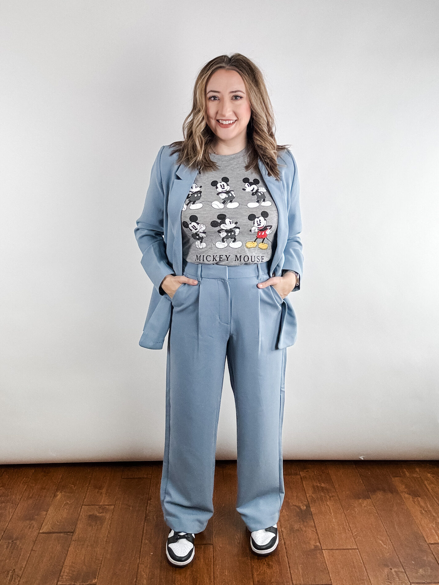 Woman wearing blue suit