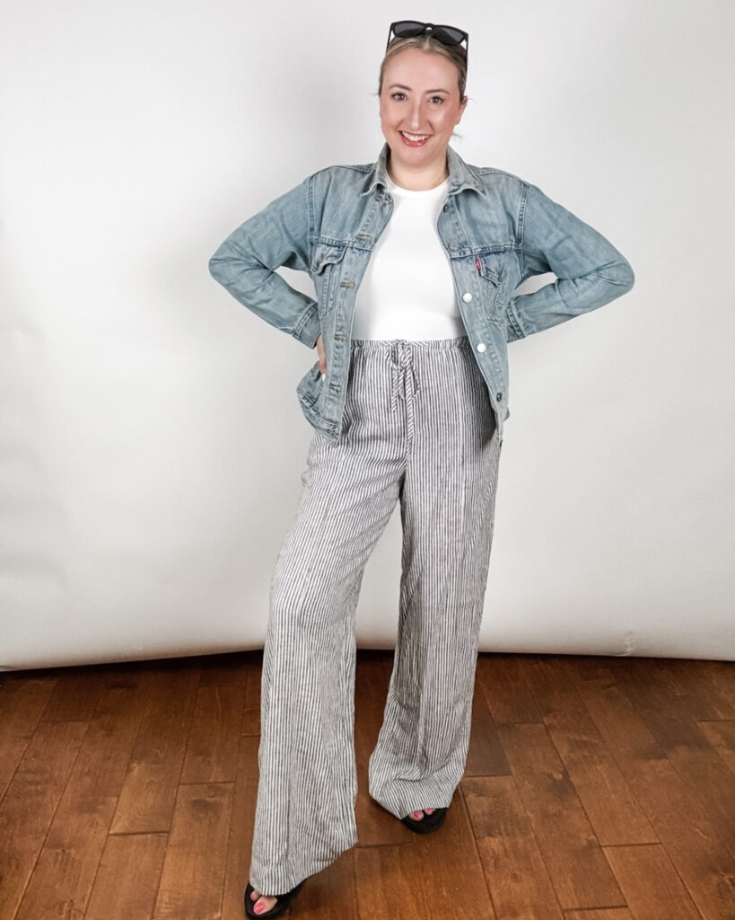 Woman in wide leg pants